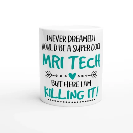 Super Cool MRI Tech Floral Mug – Teal Botanical Ceramic Coffee Cup, Flower Design Gift for Coffee & Tea Lovers